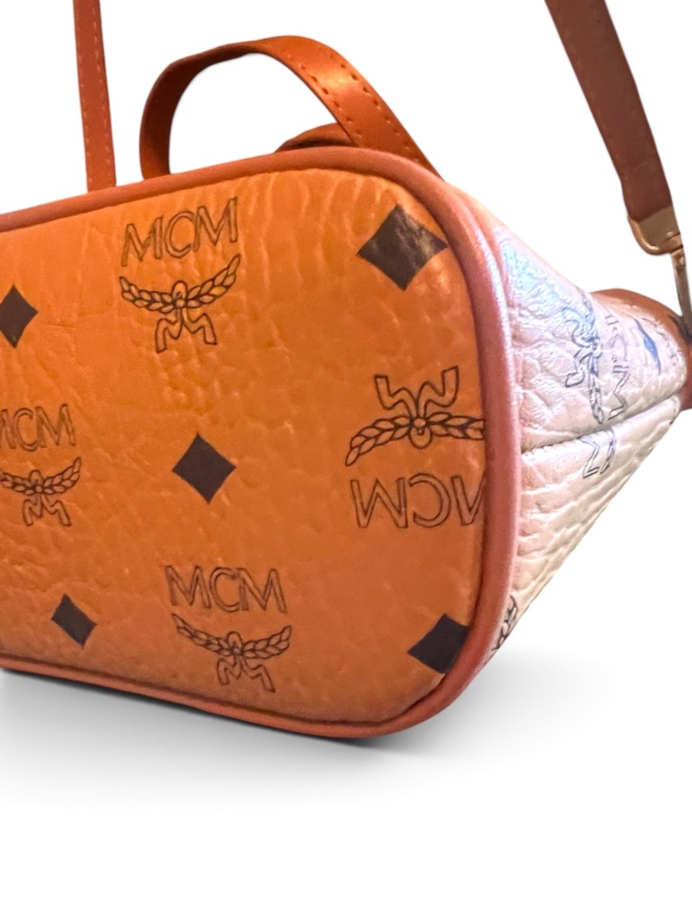 MCM Anya Cognac Visetos Mini Tote Crossbody Bag - Picture 7 of 16